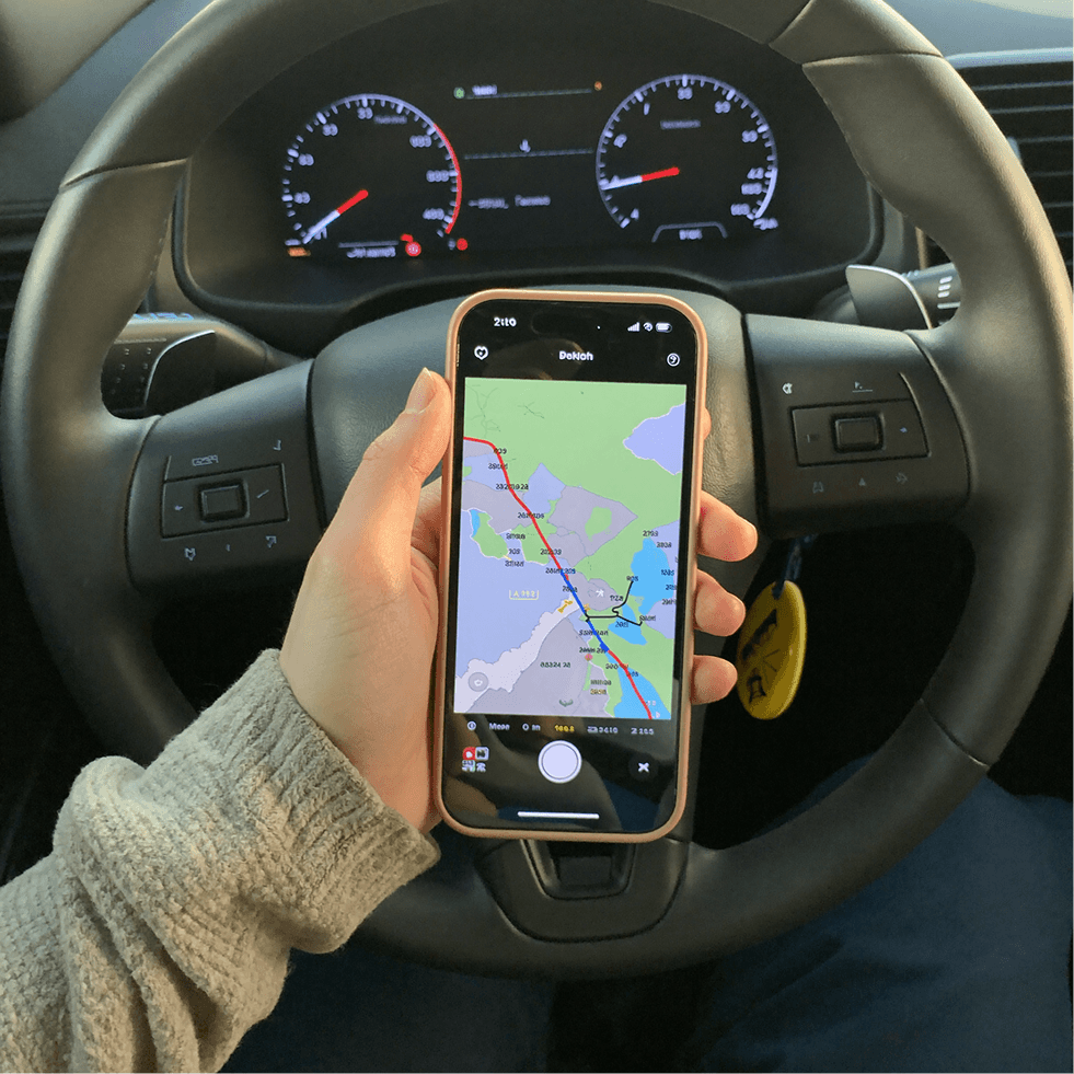 Phone showing parking guidance
